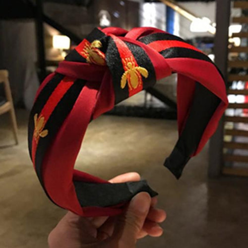 Women Ribbon Striped Headband Wide Knotted Hairband Ladies Hairband Women Hair Accessories Satin Headband Adults Hair Hoop Bees