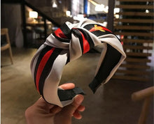 Load image into Gallery viewer, Women Ribbon Striped Headband Wide Knotted Hairband Ladies Hairband Women Hair Accessories Satin Headband Adults Hair Hoop Bees