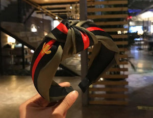 Women Ribbon Striped Headband Wide Knotted Hairband Ladies Hairband Women Hair Accessories Satin Headband Adults Hair Hoop Bees