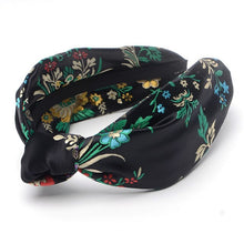 Load image into Gallery viewer, 2018 NEW Satin Silk Like Flower Embroidered Headband Front Knot Women Hair Accessories Hair Band