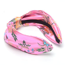 Load image into Gallery viewer, 2018 NEW Satin Silk Like Flower Embroidered Headband Front Knot Women Hair Accessories Hair Band