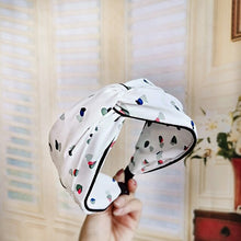 Load image into Gallery viewer, Women Fashion Korean Love Heart Pattern Print hairband Satin Twisted Hairband Wide Cross Knotted Headband Hair Accessories