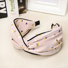 Load image into Gallery viewer, Women Fashion Korean Love Heart Pattern Print hairband Satin Twisted Hairband Wide Cross Knotted Headband Hair Accessories