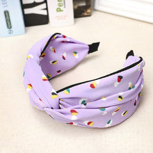 Load image into Gallery viewer, Women Fashion Korean Love Heart Pattern Print hairband Satin Twisted Hairband Wide Cross Knotted Headband Hair Accessories