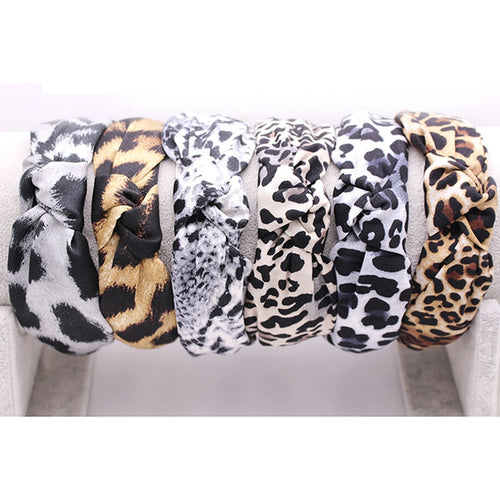 Bohemian  Leopard Pattern Satin Hairband Snake Animal Print Hairband  Knotted Headband customized Hair Accessories