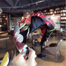 Load image into Gallery viewer, Fashion boutique hair accessories satin fabric floral simple middle knot knotted wide-brimmed hairband headband hair band women