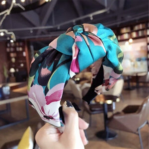 Fashion boutique hair accessories satin fabric floral simple middle knot knotted wide-brimmed hairband headband hair band women