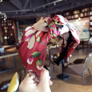 Fashion boutique hair accessories satin fabric floral simple middle knot knotted wide-brimmed hairband headband hair band women